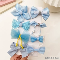 Синий комплект, в цветочек, 8 шт