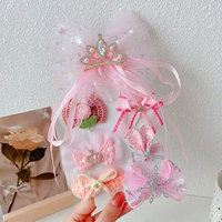 5 # корейская розовая заколка для волос с короной, набор из 7 предметов