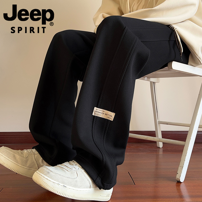 Jeep Spirit Men's Heavy-Duty Pants Casual Long Pants Spring Straight-Leg Sports Sweatpants Men's Style Height-Enhancing