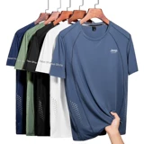 Jeep, дышащая быстросохнущая спортивная шелковая футболка с коротким рукавом для отдыха, оверсайз, круглый воротник