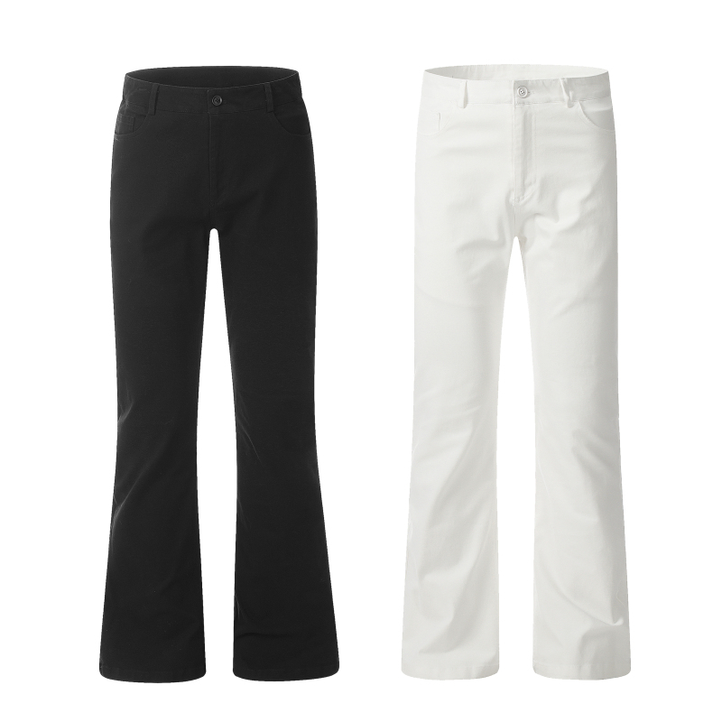 Goinsk Micro-Flared Casual Pants for Men, Spring and Summer, Slightly Elastic White Wide-Leg Pants, Black American-Style Cleanfit Pants Goinsk Micro-Flared Casual Pants for Men, Spring and Summer, Slightly Elastic White Wide-Leg Pants, Black American-Style Cleanfit Pants