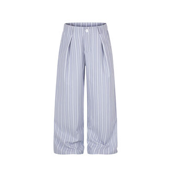 Goinsk light blue striped all-match commuting daily casual trousers clanfit pleated a-line wide-leg trousers