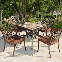 Outdoor table and chair courtyard cast aluminum table and chair garden tile table and chair balcony terrace outdoor outdoor leisure table and chair combination
