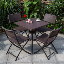 Outdoor table and chair folding chair courtyard garden balcony iron small coffee table open air milk tea shop Leisure outdoor table and chair
