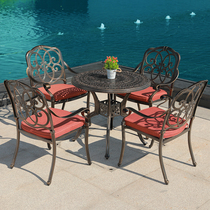 Outdoor cast aluminum table and chair garden courtyard outdoor outdoor European leisure wrought iron balcony terrace table and chair combination with umbrella