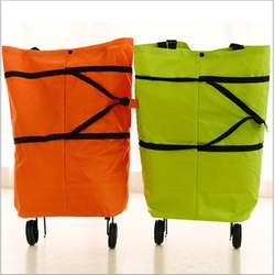Vegetable shopping cart portable Foldable tugboat shopping bag supermarket hand bag with wheels telescopic dual-purpose small cart grocery shopping bag