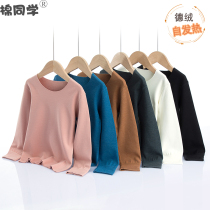 Cotton classmate base shirt children warm round neck de Velvet self-heating plus velvet thin top winter fever autumn clothes