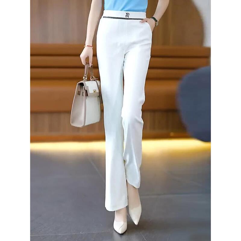 Yujian丨White Ice Silk Casual Pants for Women 2026 New Summer Thin Cropped Pants with a High-End Drape and Slight Flare