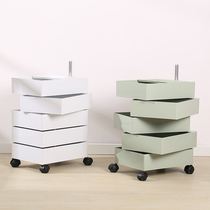 Rack movable multilayer lockers modern minimalist mesh red and creative storage cabinet Bedroom rotary bed head cabinet