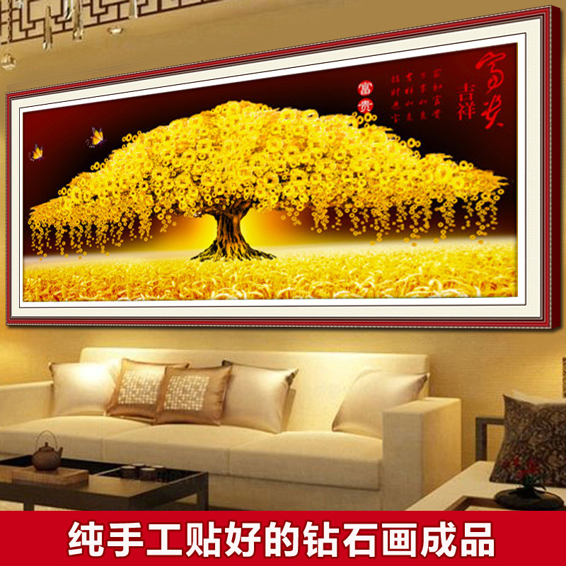 Good diamond finished product full of new living room modern Chinese rich tree cow cash tree gold scenery
