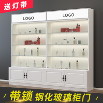Boutique glass display cabinet sliding door with lock with lamp cosmetics display cabinet display cabinet beauty salon product display cabinet
