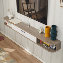 Solid wood grey wall-mounted TV cabinet hanging cabinet hanging minimalist modern wall small family living room bedroom shelve