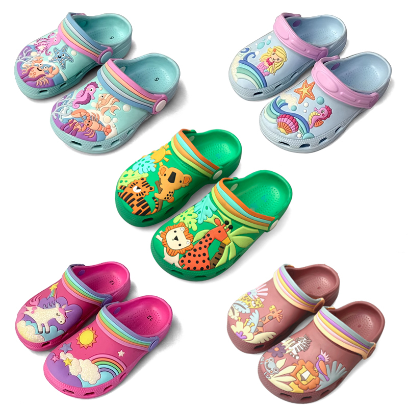 Uk Single! Foreign Trade Children's Closed-Toe Summer Sandals for Boys and Girls, Indoor Baby Animal Slippers, Toddler Beach Slippers