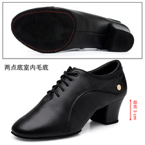 Genuine leather womens dance shoes social Latin sailor high-end dance shoes square dance medium high heels soft sole womens dance shoes