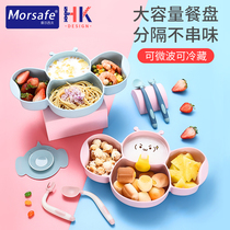 Mole Sif Baby Dinner Plate Baby Childrens Eating Sucker Style training Silicone Gel Spoon Fork Cutlery Suit
