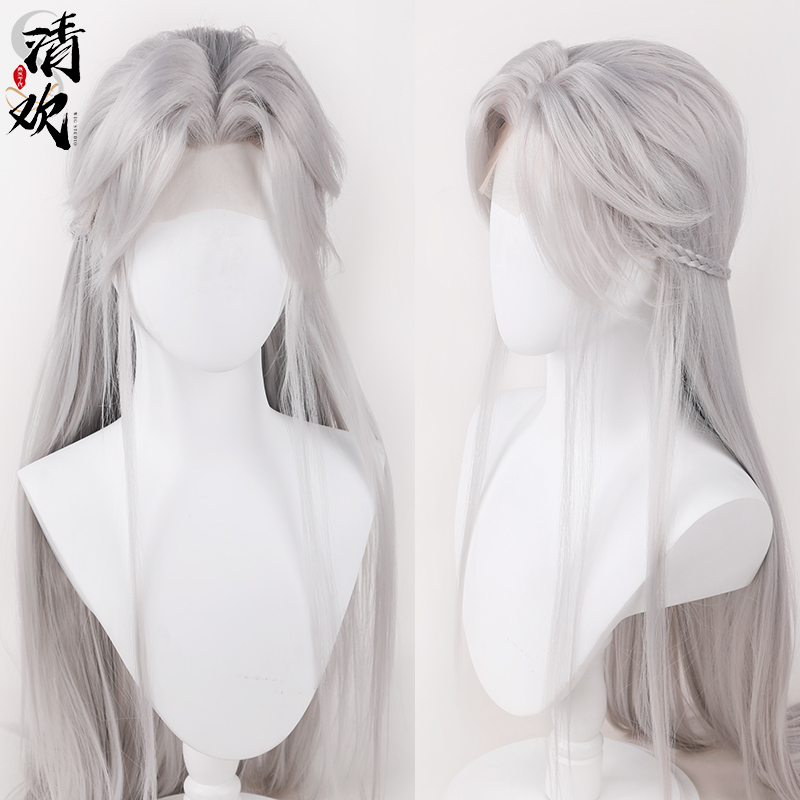 Qinghuan Silver-White Imitation Hand-Plaited Qi Si Li Cosplay Wig - Light and Night Love - See the Spring Ancient Style Little Fox Qinghuan Silver-White Imitation Hand-Plaited Qi Si Li Cosplay Wig - Light and Night Love - See the Spring Ancient Style Little Fox