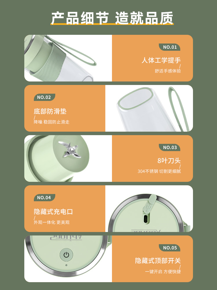 Sanlida Portable Juice Cup Household Small Multi-Functional Wireless Electric Juicer Crushed Ice Slimming Fruit and Vegetable