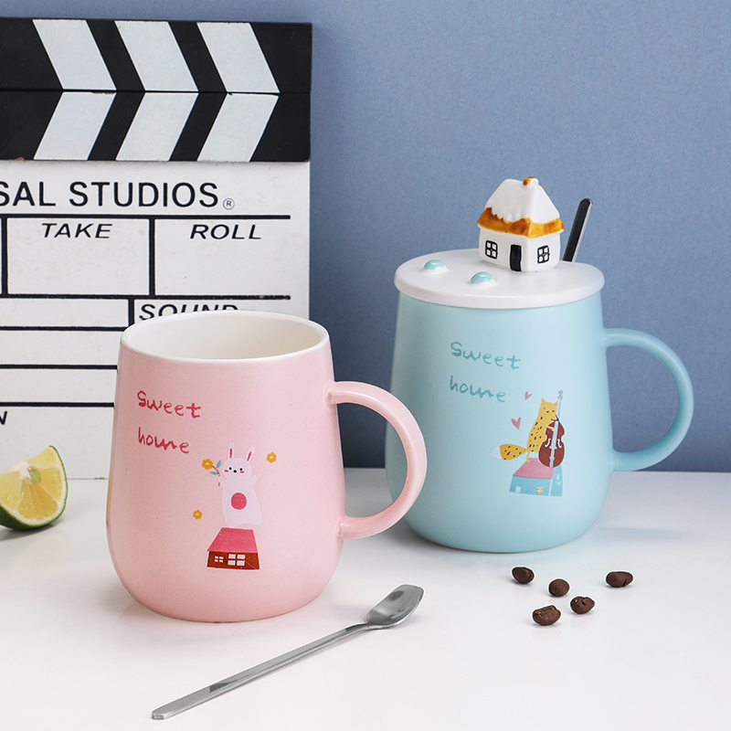 Bincoo Nordic mugs move Japanese coffee cup household ceramics creative trend spoon, cup with cover