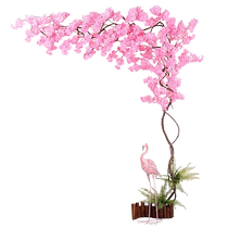 Simulation Cherry Blossom Branches Wedding Cherry Blossom Trees Peach Blossom Net Red Indoor Suspended Ceiling Shop Shop Window Background Wall Face Decoration Fake Flowers