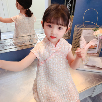 2021 summer dress new girl Net red dress Princess A- line dress explosive printed cheongsam female baby Foreign