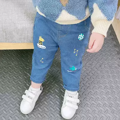 Children's clothing infant children's clothing pants 2021 spring and autumn new boys ' trousers 1 year old 2 female baby stretch jeans trend