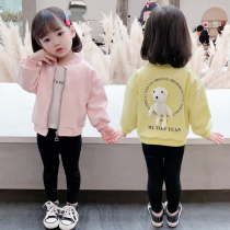 Female Baby Jacket Spring Dress New 2 Year Old 3 Girl Jacket Foreign Air Children Cartoon Little Bear Blouses 100 Lap Zipped Shirts