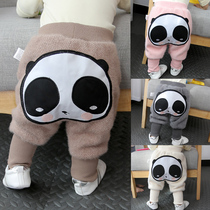 Baby pants autumn and winter plus velvet thickened boys and girls Big Butts warm 2 years old 1 Net Red big pp pants