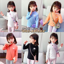 Female Baby Beats Undershirt Autumn New Ocean Air 2 Year Old 3 Children Pure Color Sweatshirt Trendy Girl High Collar Shirt Spring Autumn