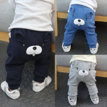 Baby pants spring suit plus velvet autumn and winter New Men and women Baby Big pp pants open crotch pants foreign gas