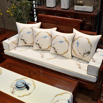 Chinese sofa mattress red wood furniture cushion Chinese wind cotton embroidery flower luohan mattress five pieces