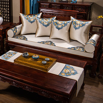 Mahogany sofa cushion classical solid wood furniture chair cushion cushion Luohan mattress five-piece set of non-slip sofa cushion cover