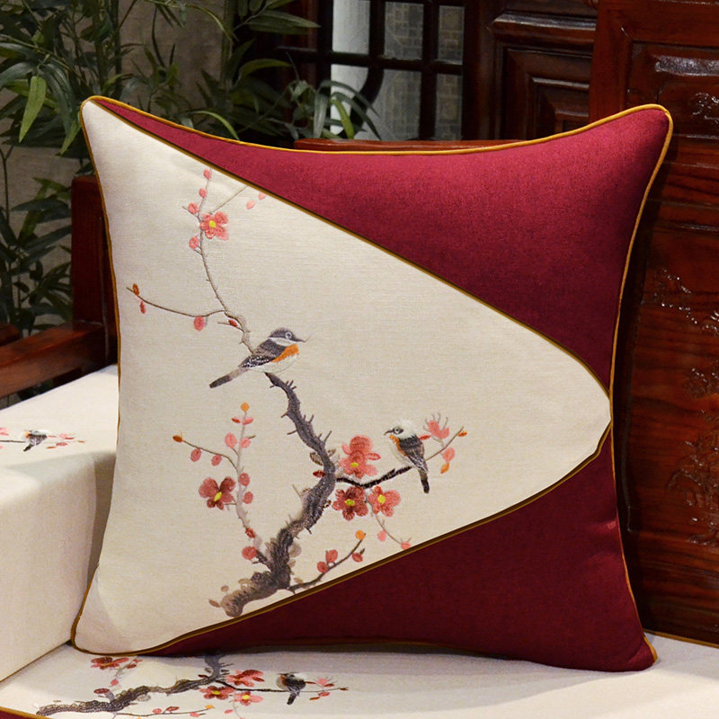 New Chinese Style Pillow Chinese Style Classical Cushion Mahogany Sofa Living Room Linen Cotton Linen Small Fresh Pillow Pillow Cover