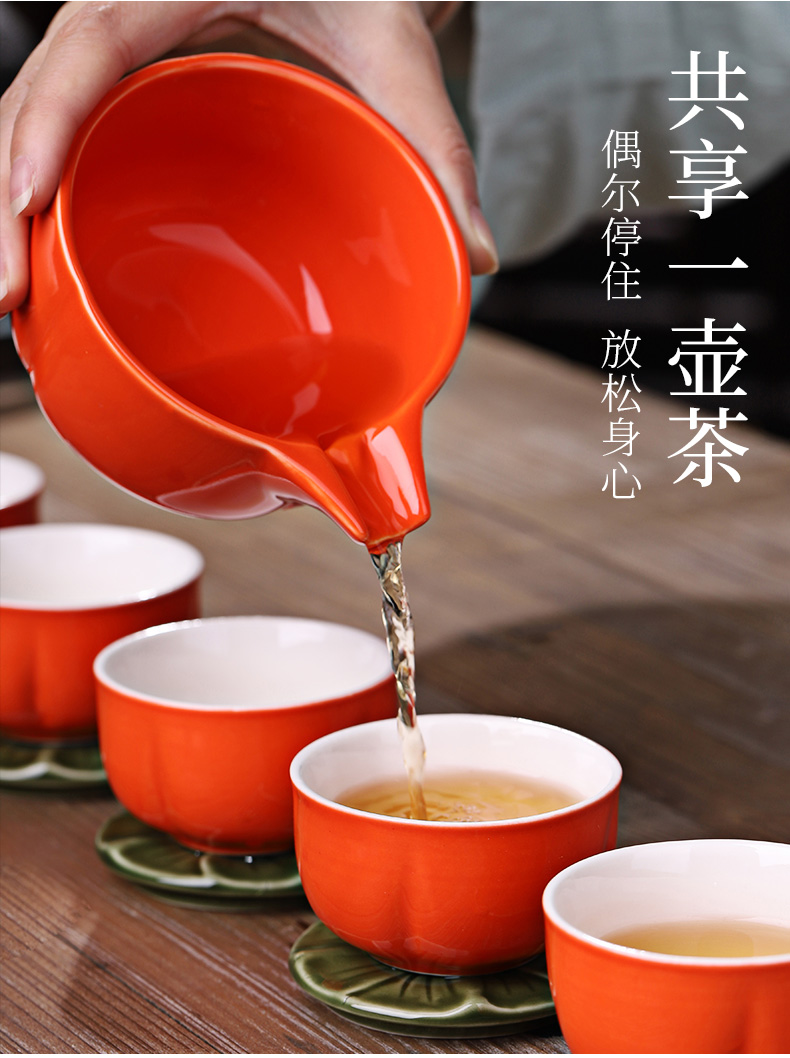 Japanese persimmon persimmon creative best kung fu tea set gift box set persimmon teapot contracted household caddy fixings