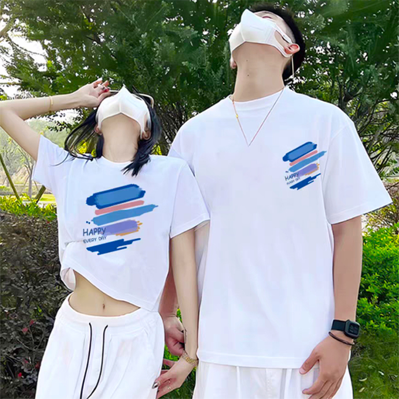 520 Valentine's Day Unique Couple Outfits Summer 2025 New Short-Sleeved High-End Long and Short T-Shirt Set