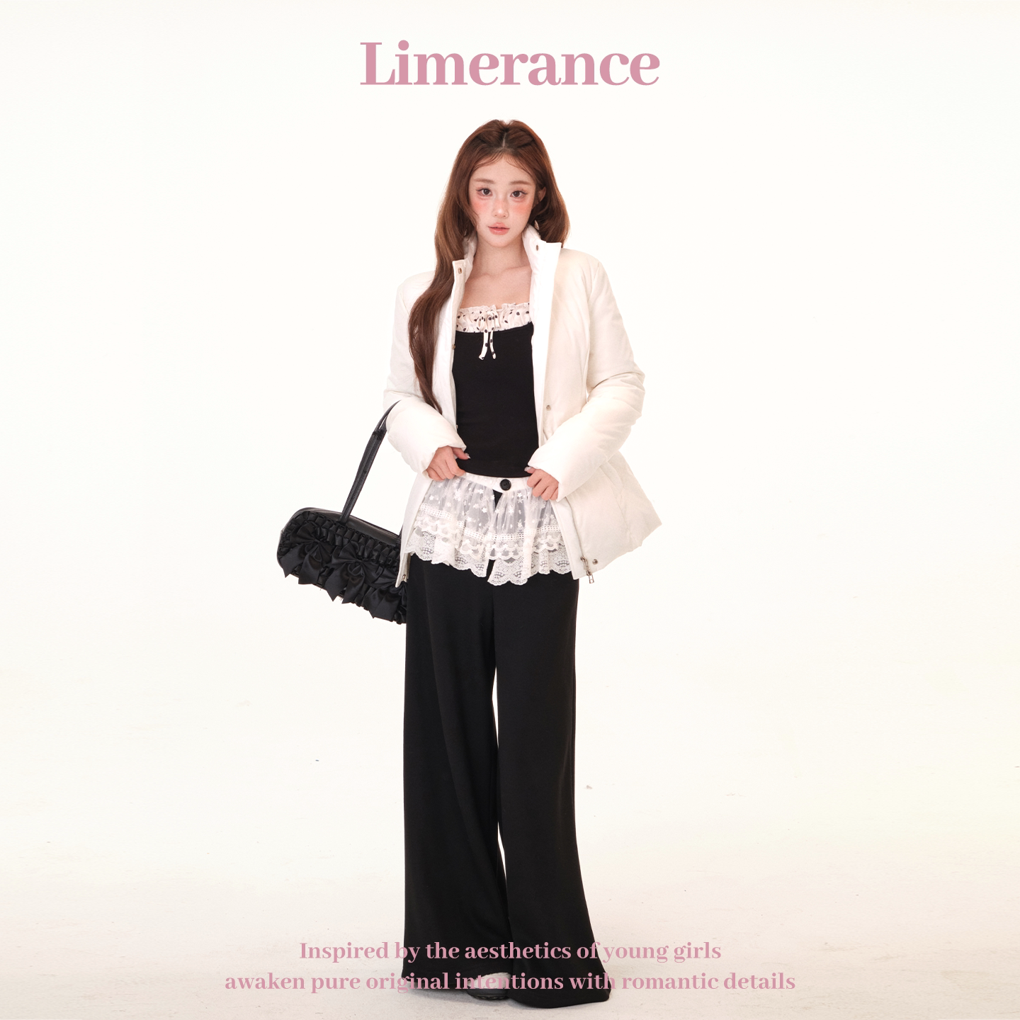 Limerance レース ドット 配色 ワイド Tシャツ