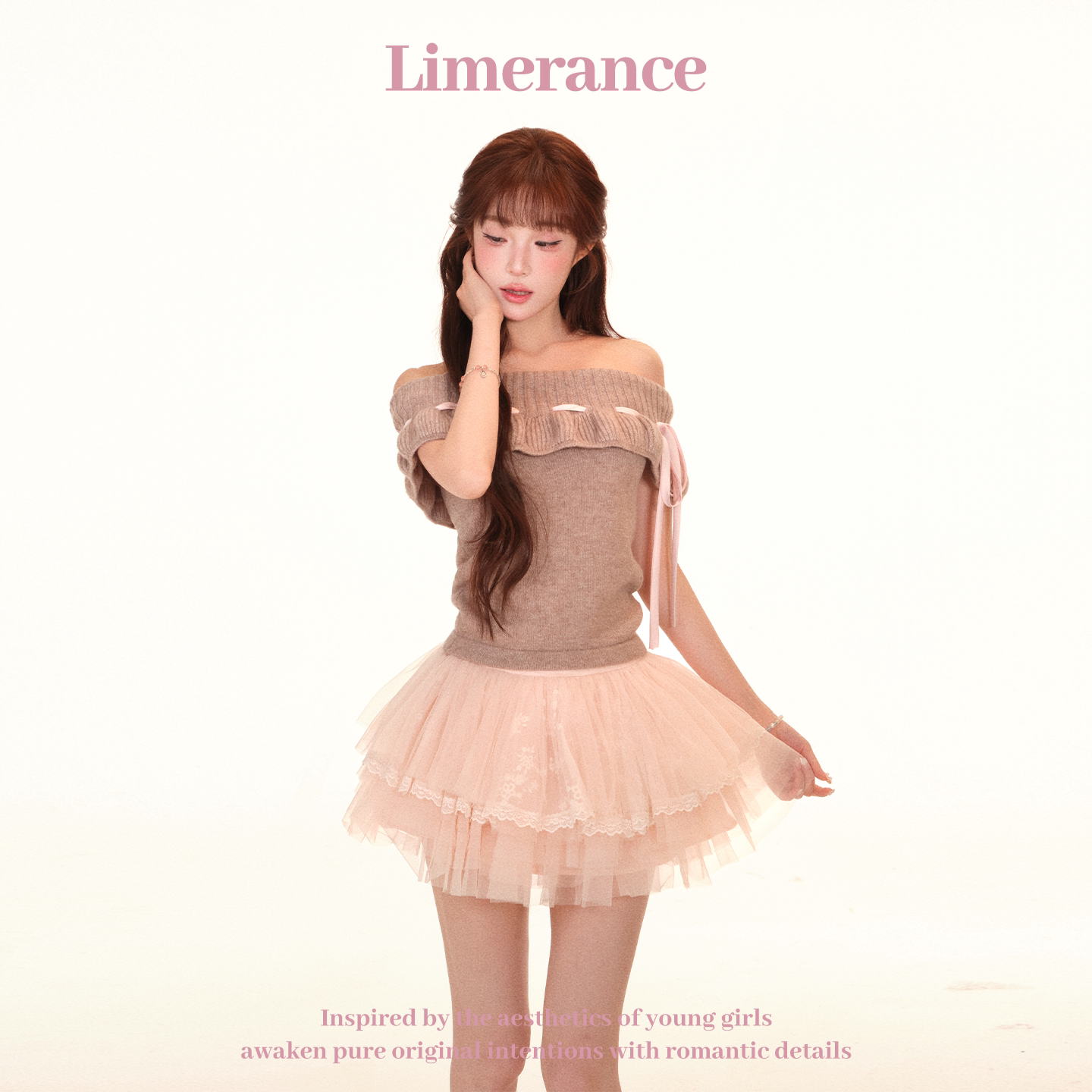 Limerance フリル オフショルダー ニット