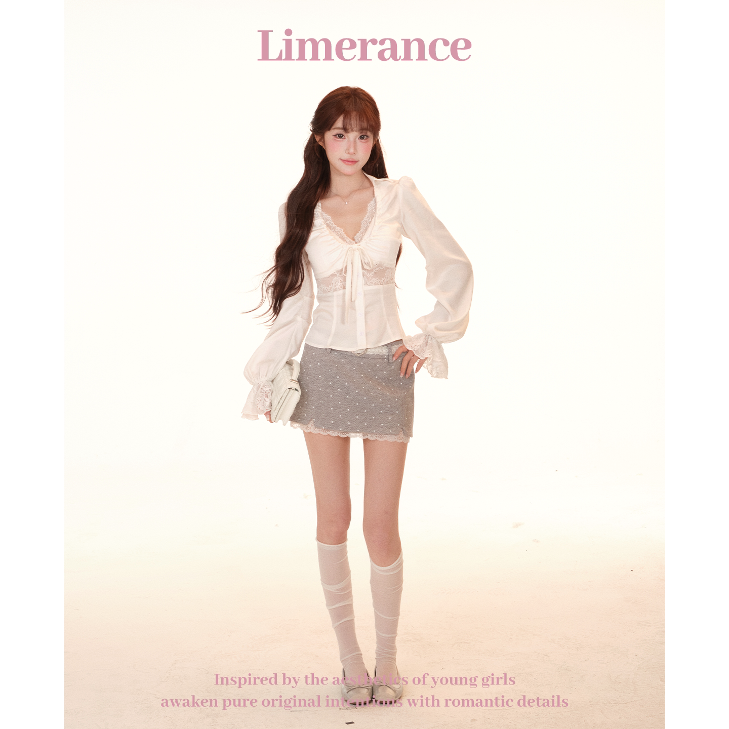 Limerance レース ドット 重ね着風 セットアップ