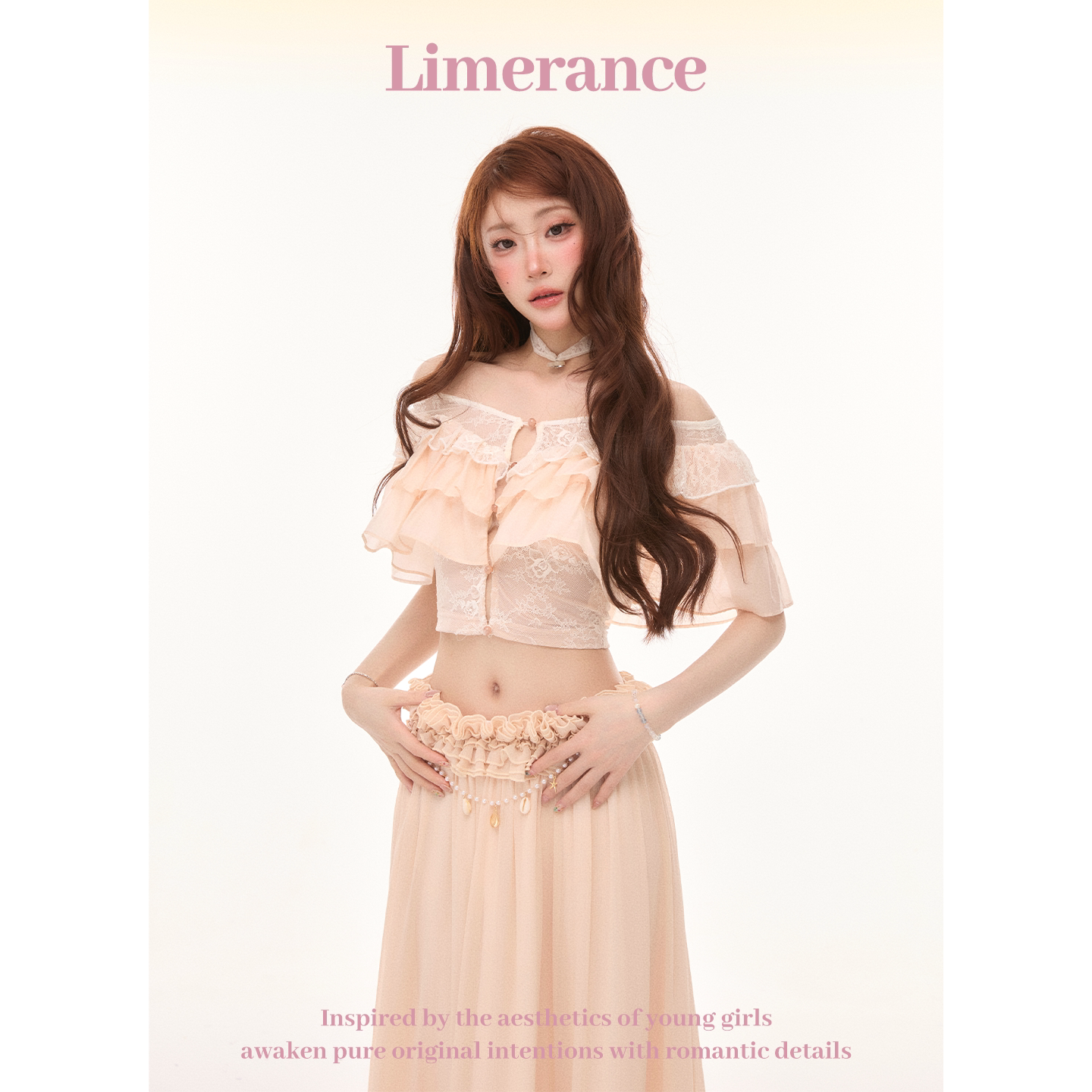 Limerance レース フリル オフショルダー セットアップ