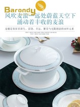 Barondy light and luxurious Jingdezhen Bone Porcelain Bowl DISH SUIT BRIEF EU STYLE UPSCALE CUTLERY BOWL PAN SPOON HOME COMPOSITION