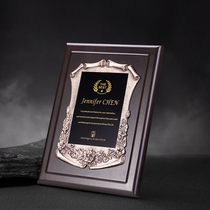 Crystal Medal Customization Metal Frame Gold Foil Honorary License Agent Franchisee Plaque Wooden Trophy Customization