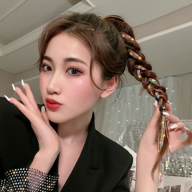 Choreography Colorful Rope Dirty braid hair Divine braid braid braid 2022 new flash drilling chain pony tail dotted with headgear