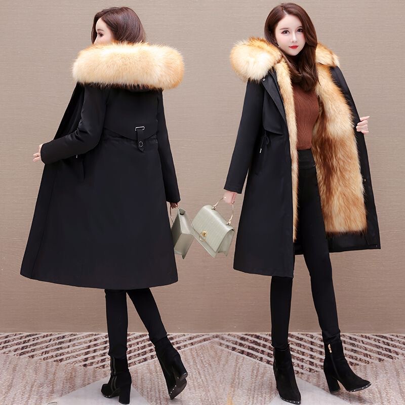 Parka Cotton Coat for Women, 2026 Winter New Model, Detachable Mink Lining, Fleece-Lined and Thickened, Mid-Length Parka for Women