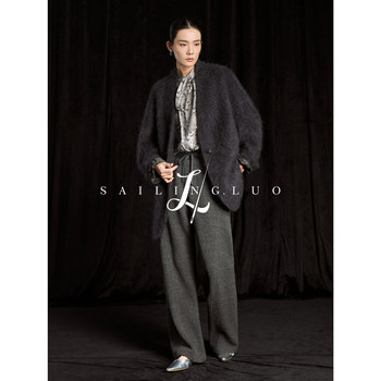 Sailingluo/25 winter new style light luxury soft v-neck cashmere old money silhouette temperament coat jacket