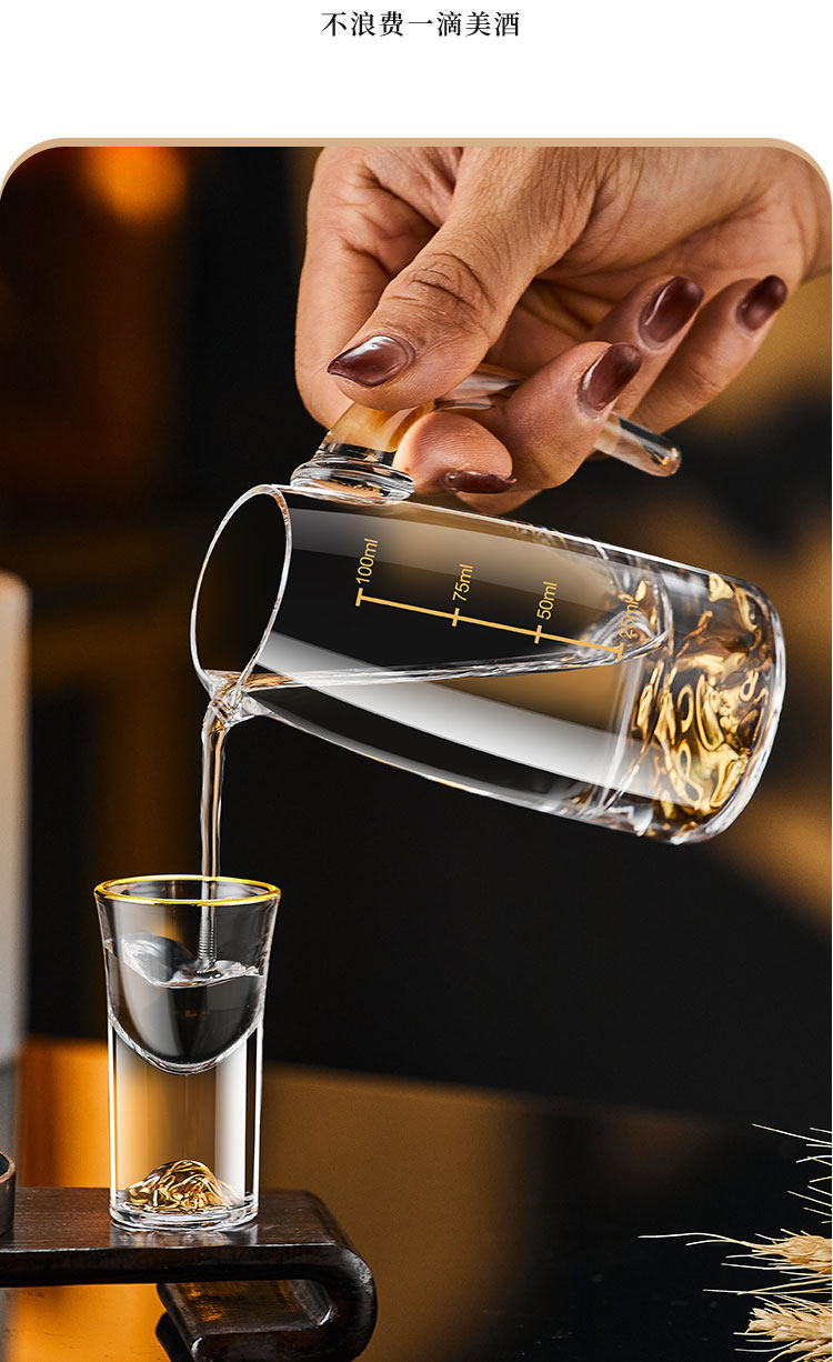 Ликер Cup 轻奢水晶玻璃家用白酒杯分酒器套装高端酒具创意一口子弹杯烈酒杯 Bangbebe