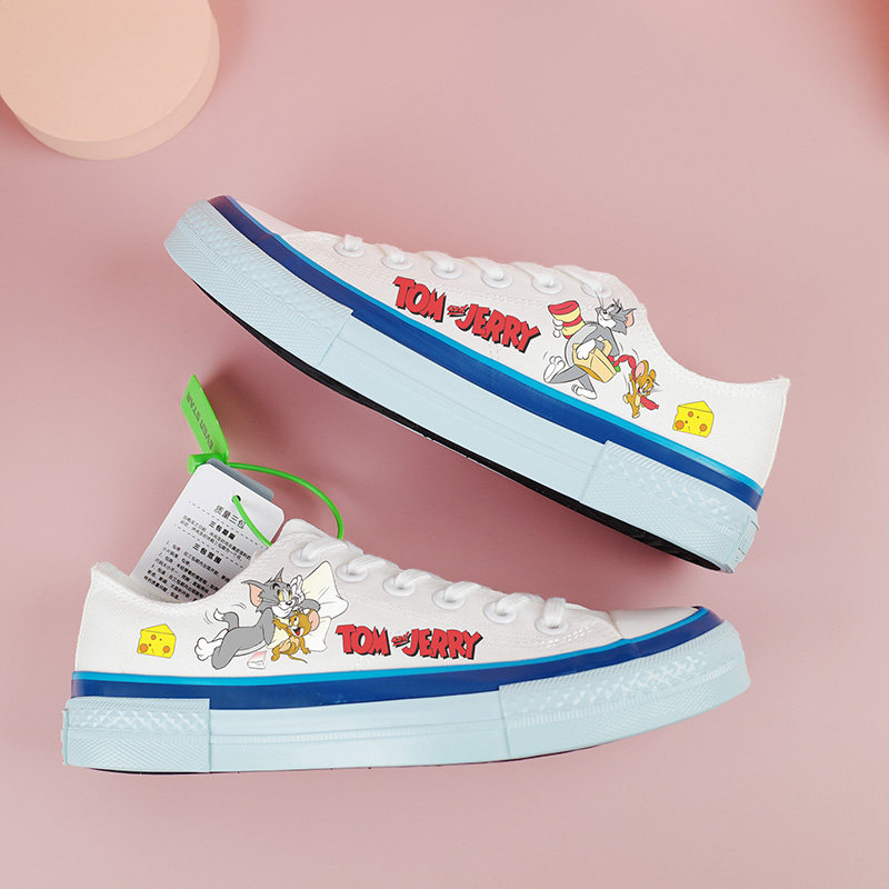 Canvas shoes men's low-top Korean version trend all-match student shoes casual shoes cat and mouse joint shoes men's skate shoes