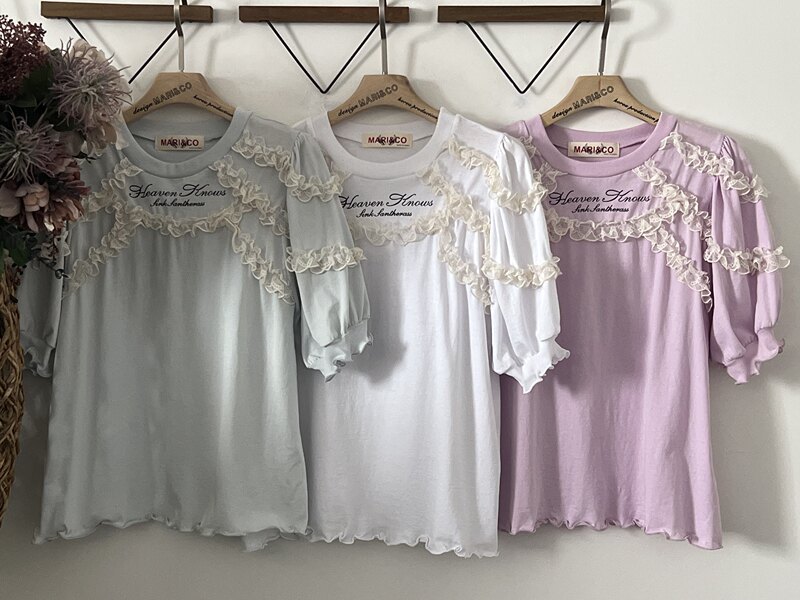 Xh Marico Korean Girl's Korean Purchasing Agent 2026 Spring Three-Dimensional Lace Ruffle Short-Sleeve T-Shirt Mc0603