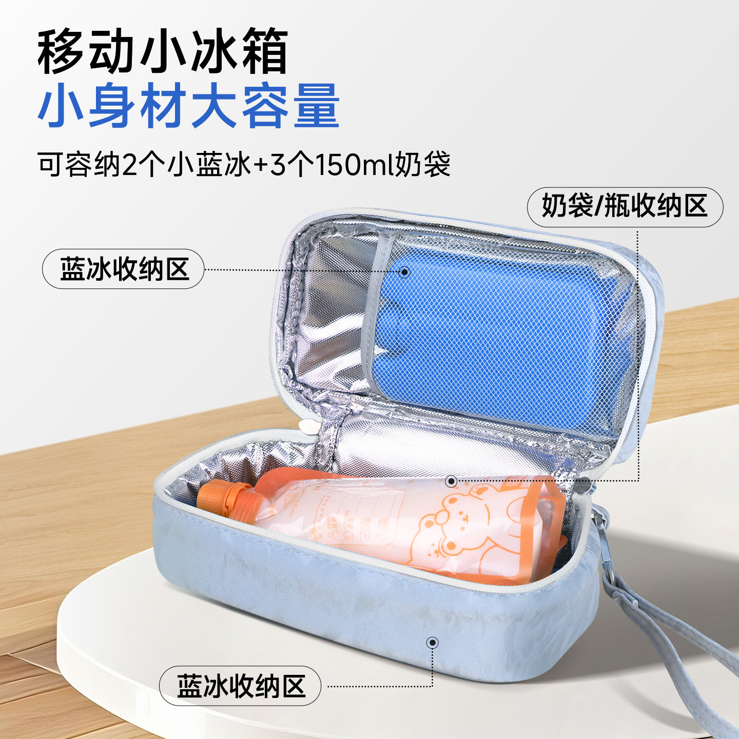Difking Mini Breast Milk Bag Portable Breast Milk Storage Equipment Blue Ice Milk Storage Box for Work Breast Milk Refrigeration Box Insulated Ice Pack