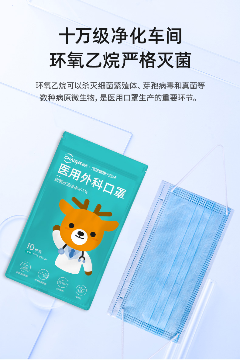 阿里健康大药房 超亚 灭菌级 医用外科口罩 100片 图5