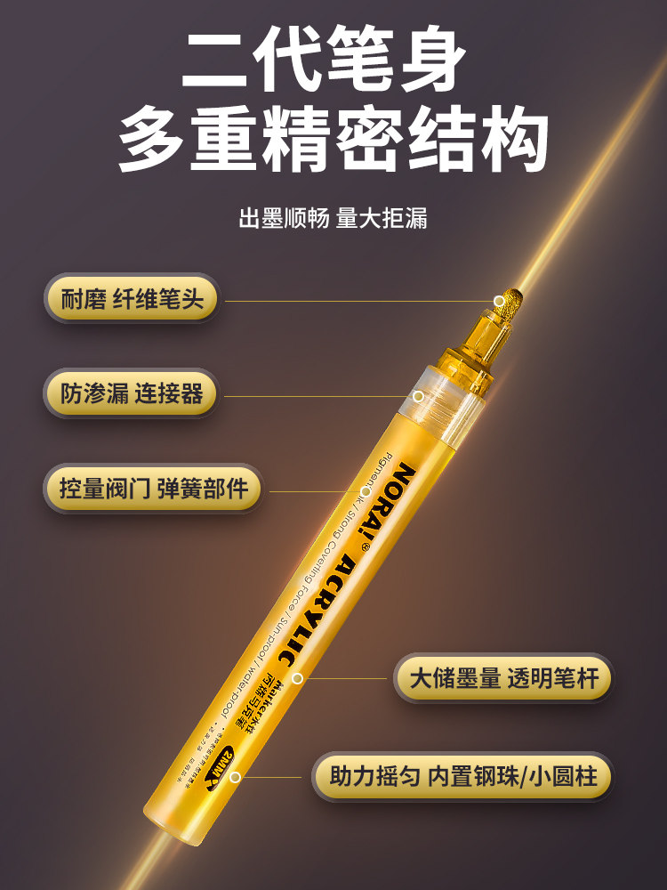 Metal Acrylic Marker Pen Single Piece Instant-Drying Waterproof Non-Fading Gold Silver Gundam Model Electroplating Paint Pen Art Highlight White Black Touch-Up Special Marker Pen