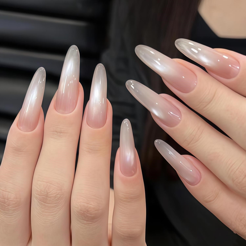 Purely Handmade Boiled Water Cat-Eye Press-On Nails, Almond Medium-Length Style, 2026 New Model, High-End and Stunning Glass Bead Nail Art Purely Handmade Boiled Water Cat-Eye Press-On Nails, Almond Medium-Length Style, 2026 New Model, High-End and Stunning Glass Bead Nail Art